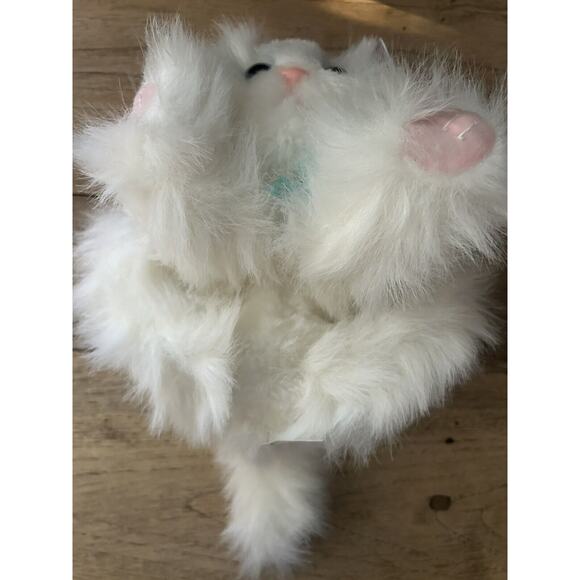 Vtg Tyco DSI Kitty Kitty Kittens Plush Toy 2000 White Blue Bow & Purr With Tag - Picture 6 of 8